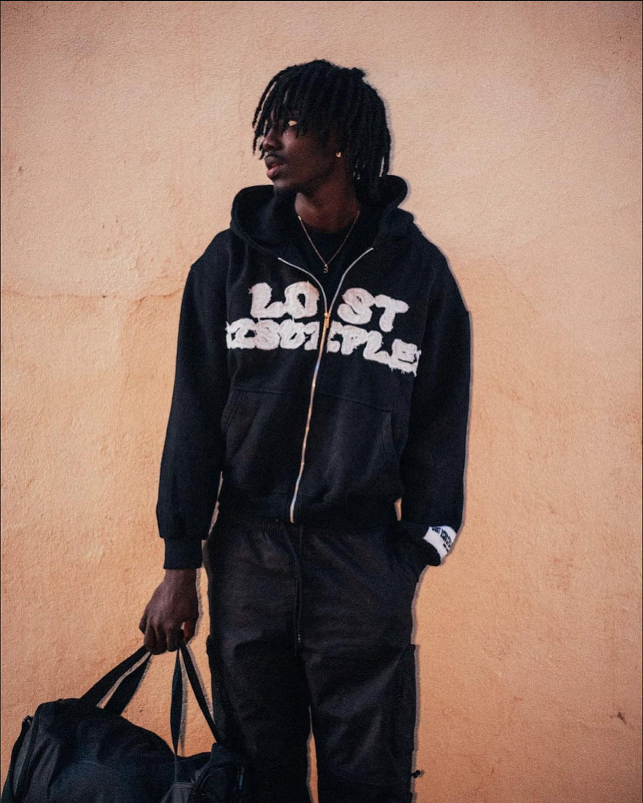 Distressed Embroidery Zip-Up